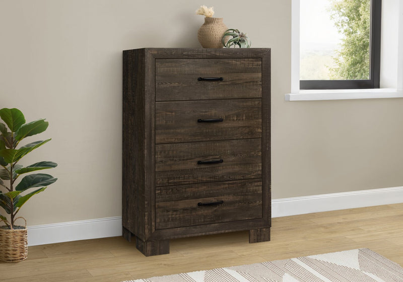 Ethan Bedroom Chest of Drawers, 4-Drawer, 32\"W x 46\"H - Rustic Brown