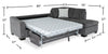 Aubrey 114" Right-Facing Chenille Fabric Eurostyle Queen Sofa Bed Sectional with Wooden Legs – Grey | Sofa-lit sectionnel de droite avec grand lit Aubrey de 114 po de style européen en tissu de chenille avec pattes en bois - gris