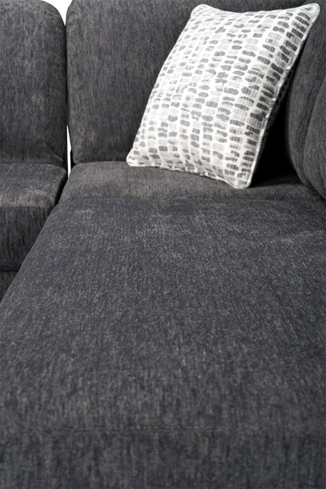 Made in Canada Morgan 2-Piece Left-Facing Chenille Fabric Wrap Sectional with Accent Pillows - Grey