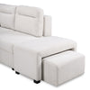 Coast 3-Piece Right-Facing Ivory White Fabric Sleeper Sectional with Storage Chaise and Storage Armrest | Sofa-lit sectionnel de droite Coast 3 pièces en tissu blanc ivoire avec fauteuil long de rangement et accoudoir de rangement