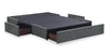 Amos Upholstered Storage Bed in Charcoal Fabric with Channelled Headboard & 3 Built-in Drawers - King Size | Lit de rangement Amos rembourré en tissu anthracite avec tête de lit à canaux et 3 tiroirs intégrés - format très grand lit
