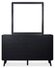 Milan 5pc Bedroom Set with Bed, Dresser & Mirror, Mid-Century Modern, Black - Queen Size | Ensemble de chambre à coucher Milan 5 pièces de style moderne du milieu du 20e siècle avec lit, commode et miroir, noir - format grand lit