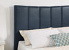Paseo Platform Bed in Navy Vegan-Leather Fabric - Queen Size  | Lit plateforme rembourré Paseo en tissu de cuir végétalien bleu marine - format grand lit
