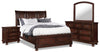 Chelsea 6pc Bedroom Set with Storage Bed, Dresser, Mirror & Nightstand, Cherry Brown - Queen Size | Ensemble de chambre à coucher Chelsea 6 pièces avec lit de rangement, commode, miroir et table de nuit, brun cerisier - format grand lit