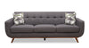 Kort & Co. Freeman 88" Linen-Look Fabric Sofa with Wood Base and Tufted Back Cushions - Charcoal Grey | Sofa Freeman Kort & Co. de 88 po en tissu d’apparence lin avec pattes en bois et coussins de dossier capitonnés - gris anthracite