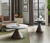 Alwin 19.5” Modern Round End Table with White Sintered Stone Top - Brown | Table de bout ronde moderne Alwin de 19,5 po avec dessus en pierre frittée blanche - brune