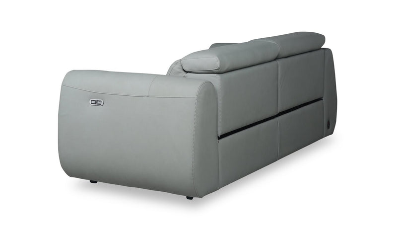 Gianna 76\" Genuine Leather Power Reclining Sofa with Power Headrests and USB Ports - Spa Blue