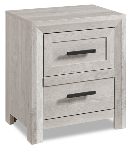 Lark Bedside 2-Drawer Nightstand, 24"W x 26"H - Rustic White 