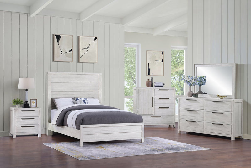 Haven 5pc Bedroom Set with Panel Bed, Dresser & Mirror, White - Queen Size