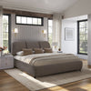 Mave Upholstered Platform Bed in Grey Velvet Fabric - King Size | Lit plateforme rembourré Mave en tissu de velours gris - format très grand lit