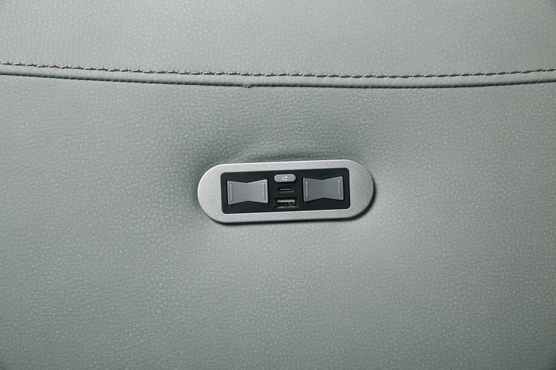 Gianna 40\" Genuine Leather Power Reclining Chair with Power Headrest and USB Port - Spa Blue