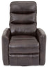 Quinn Leather-Look Fabric Swivel Rocker Power Recliner - Brown 