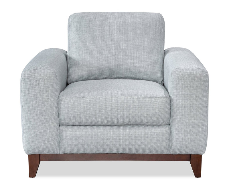 River 40.1\" Linen-Look Fabric Chair with Wood Base and Legs - Grey