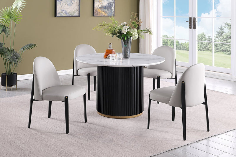 Kort & Co. Capri Dining Chair with Vegan Leather Fabric, Metal - Taupe