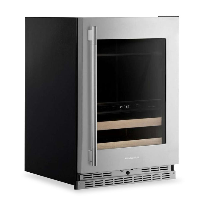 KitchenAid 24\" Beverage Centre with Wood-Front Racks – PrintShield™ Stainless Steel - KUBR524SPS 