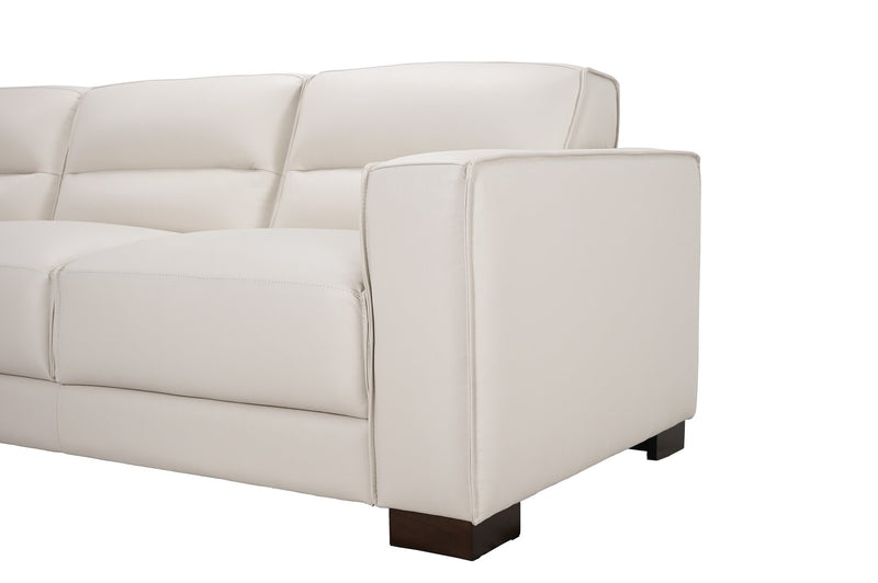 Citadel 3-Piece Left-Facing Top-Grain Genuine Leather Sectional with Wood Legs - Frost White
