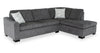 Aubrey 114\" Right-Facing Chenille Fabric Eurostyle Queen Sofa Bed Sectional with Wooden Legs – Grey