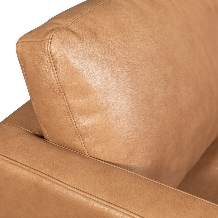Edge 35\" Genuine Leather Chair with Wood Legs and Removable Back Cushion - Brown