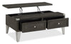 London 42" Industrial Coffee Table – Grey Wood Finish and Silvery Metal Legs | Table à café industrielle London de 42 po - fini en bois gris et pattes en métal argenté  | LONDOCTB