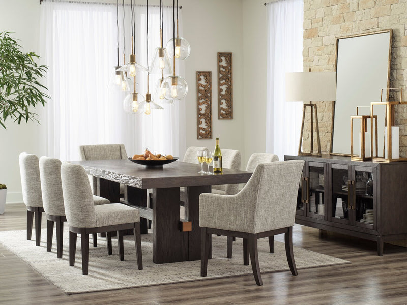 Metro Dining Chair with Polyester Fabric - Beige & Brown