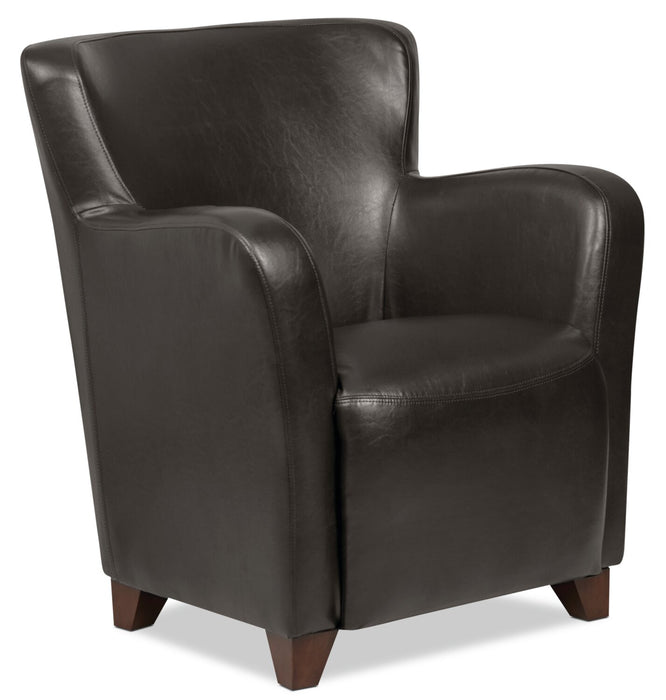 Zello 29.92\" Faux Leather Accent Chair with Wood Legs - Brown