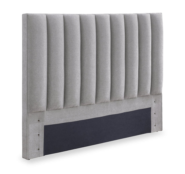Amos Upholstered Headboard in Grey Fabric, Channelled - Queen Size