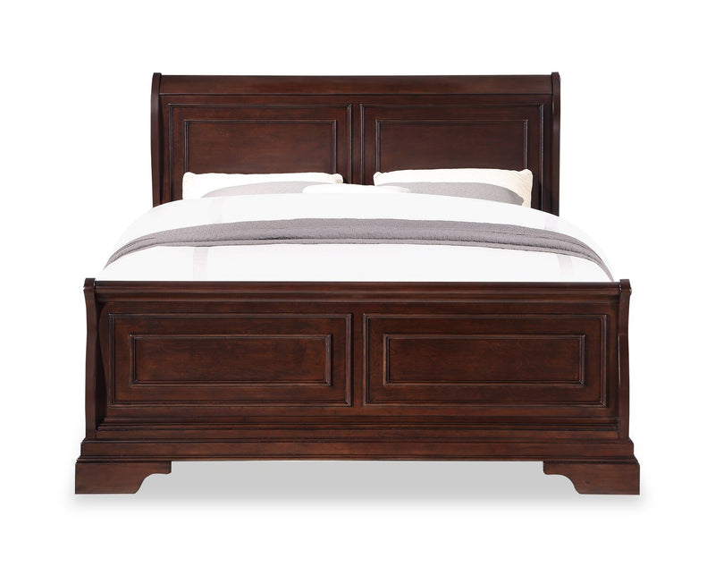 Marco 5pc Bedroom Set with Bed, Dresser & Mirror, Cherry Brown - Queen Size