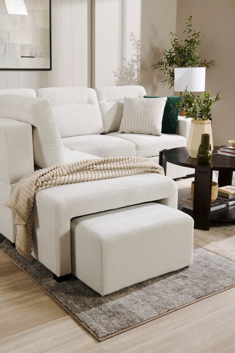 Coast 3-Piece Left-Facing Ivory White Fabric Sleeper Sectional with Storage Chaise and Storage Armrest
