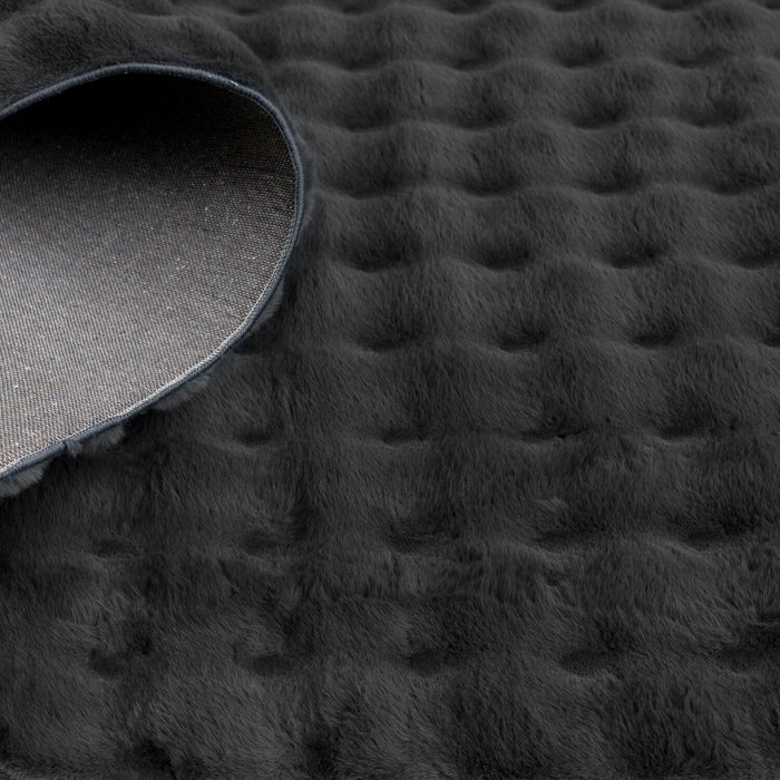Dream Step Memory Foam Bubble Dark Grey Faux Fur Area Rug  - 5' x 7' 