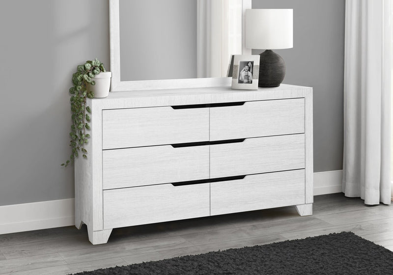 Elite Bedroom 6-Drawer Dresser, 58\"W x 33\"H - White