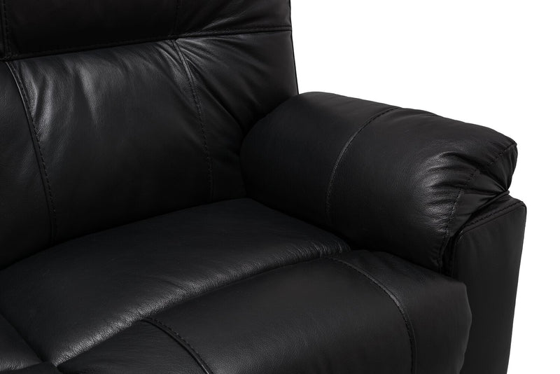 Made in Canada Dawson 87\" Genuine Leather Power Reclining Sofa with USB Port and Accent Pillows - Black