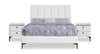 Nova Upholstered Platform Bed in White Vegan-Leather Fabric - King Size | Lit plateforme rembourré Nova en tissu de cuir végétalien blanc - format très grand lit