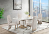 Vega 5pc Dining Set with Table & 4 Chairs, Marble Look, Pedestal Base, 82"W - Natural & White | Ensemble de salle à manger Vega 5 pièces avec table de 82 po (L), imitation de marbre, base piédestal et 4 chaises - naturel et blanc