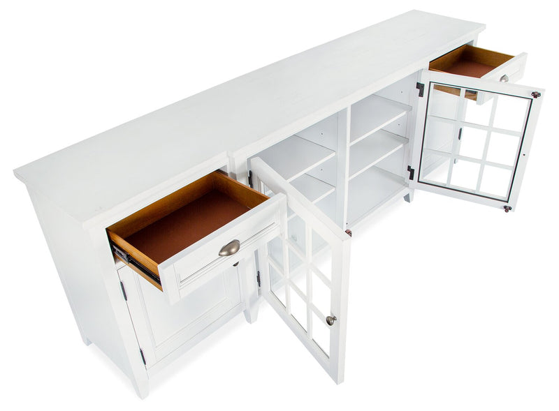 Wesley 90\" Traditional TV Stand with Storage and Cable Management for TVs up to 95\" - Chalk White