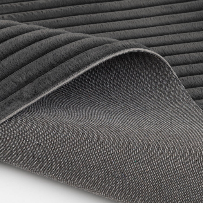 Dream Step Memory Foam Channel Dark Grey Faux Fur Area Rug - 7' x 10'