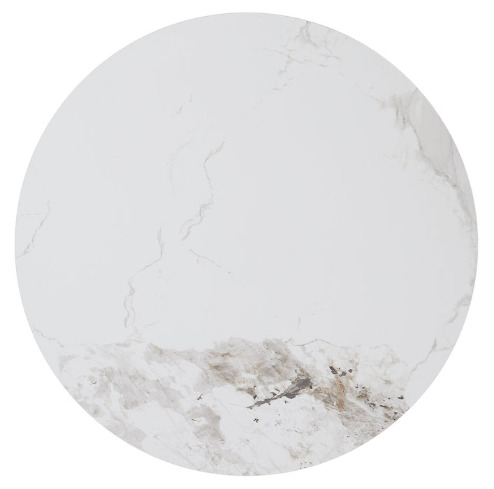 Alwin 31.5” Modern Round Coffee Table with White Sintered Stone Top - Brown