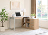 Owen 55" Reversible Corner Office Desk with 4-Drawers & Cubbies – Faux White Marble and Weathered White | Bureau en coin réversible Owen de 55 po avec 4 tiroirs et compartiments - imitation de marbre blanc et blanc vieilli