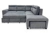 Coast 3-Piece Right-Facing Fabric Sleeper Sectional with Storage and Ottoman - Smoke | Sofa-lit sectionnel de droite Coast 3 pièces en tissu avec rangement et pouf - fumée
