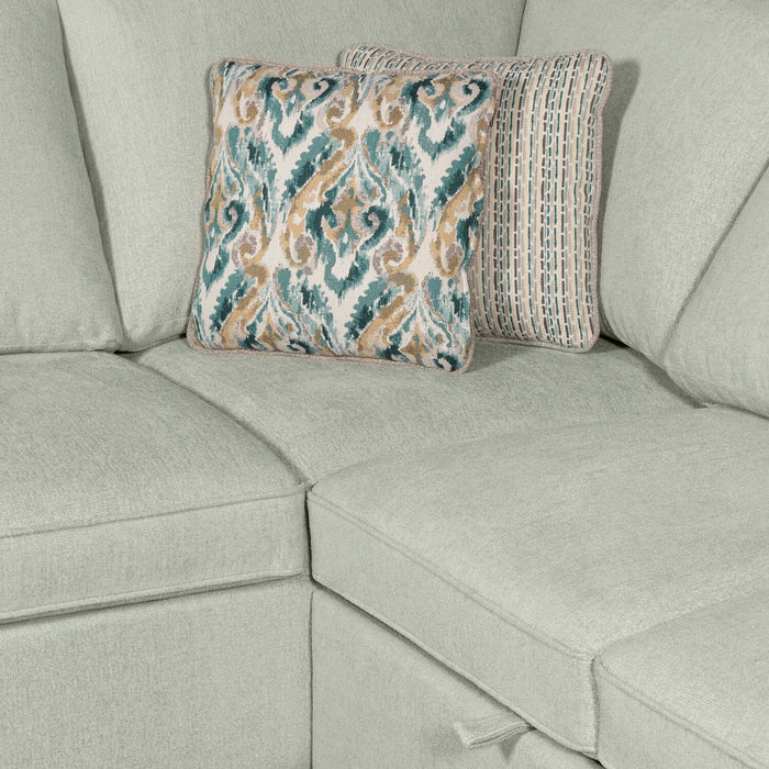 Scott Living Haven 4-Piece Left-Facing Chenille Fabric Sleeper Sectional with Storage Chaise - Seafoam Blue