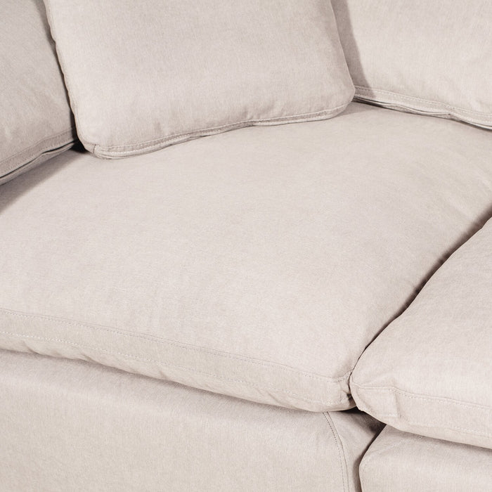 Eclipse Modular 5-Piece Linen-Look Fabric Sectional with Ottoman and Reversible Feather Down Cushions - Linen White