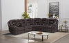 Leo 6-Piece Genuine Leather Reclining Sectional with Storage Console and Dual Cupholders - Walnut Brown | Sofa sectionnel inclinable Leo 6 pièces en cuir véritable avec console de rangement et 2 porte-gobelets - brun noyer