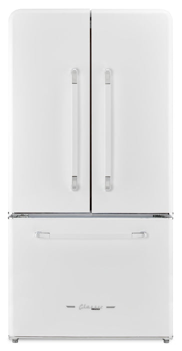 Classic Retro by Unique 36\" 21.4 Cu. Ft. Counter-Depth Refrigerator - Marshmallow White - UGP-595L W AC