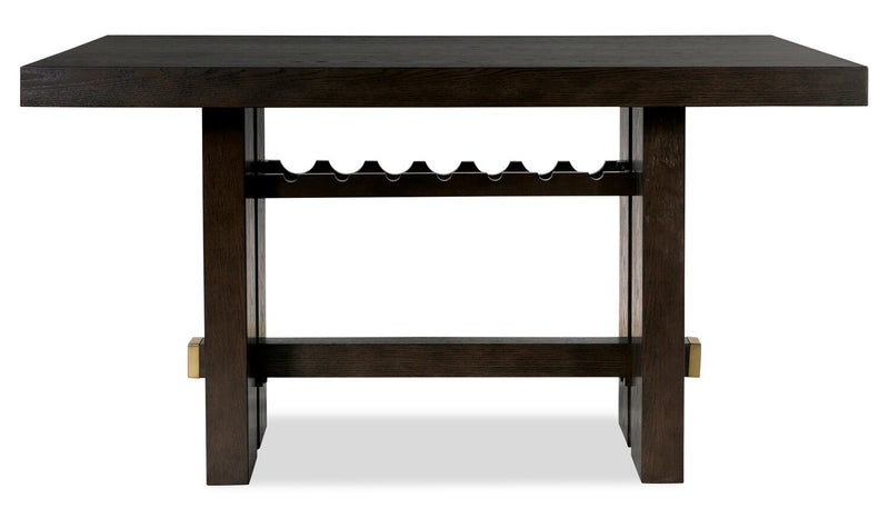 Metro Counter Height 7pc Dining Set with Table & 6 Chairs, Built-in Wine Rack, 66\"W - Brown/Beige
