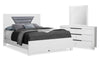 Elite 5pc Bedroom Set with Bed, Dresser & Mirror, LED, Modern, White - Queen Size | Ensemble de chambre à coucher moderne Elite blanc 5 pièces avec lit, commode, miroir et éclairage à DEL - format grand lit