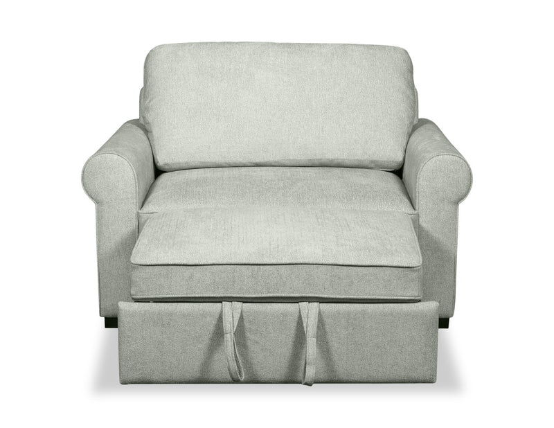 Scott Living Haven 55\" Chenille Fabric Sleeper Chair with Wood Legs - Seafoam Blue