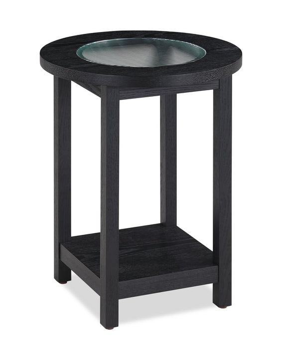 Dalton 18\" Chairside Table with Glass Top – Black 