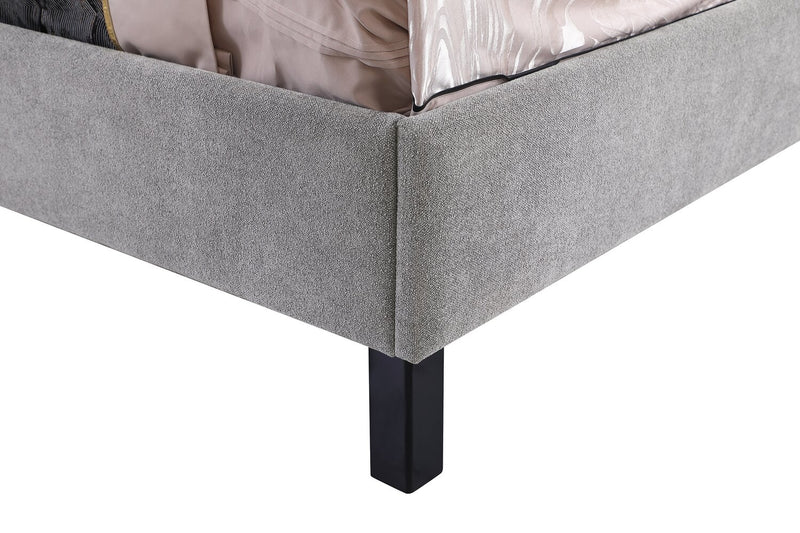 Amos Upholstered Platform Bed in Grey Fabric with Tufted Headboard - Full Size