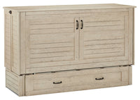 Parker Cabinet Bed with Memory Foam Mattress, Brushed Driftwood - Queen Size