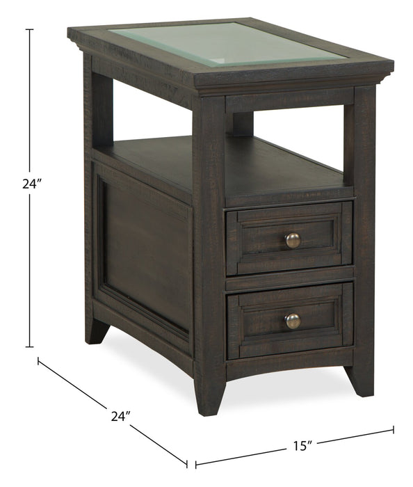 Hanson 15” Traditional Pine Chairside Table with Storage - Graphite