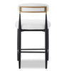 Kort & Co. Capri Counter-Height Stool with Boucle Fabric & Gold Accent, 26"H, Metal - White | Tabouret 26 po Capri de Kort & Co. de hauteur comptoir en métal avec tissu bouclé et touches dorées - blanc